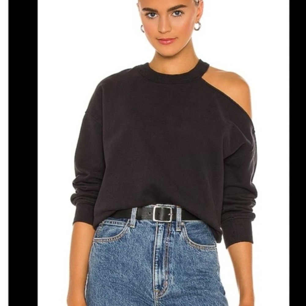 Rails‎ Black Asymmetrical Cutout Neckline Fleece Sweatshirt Small